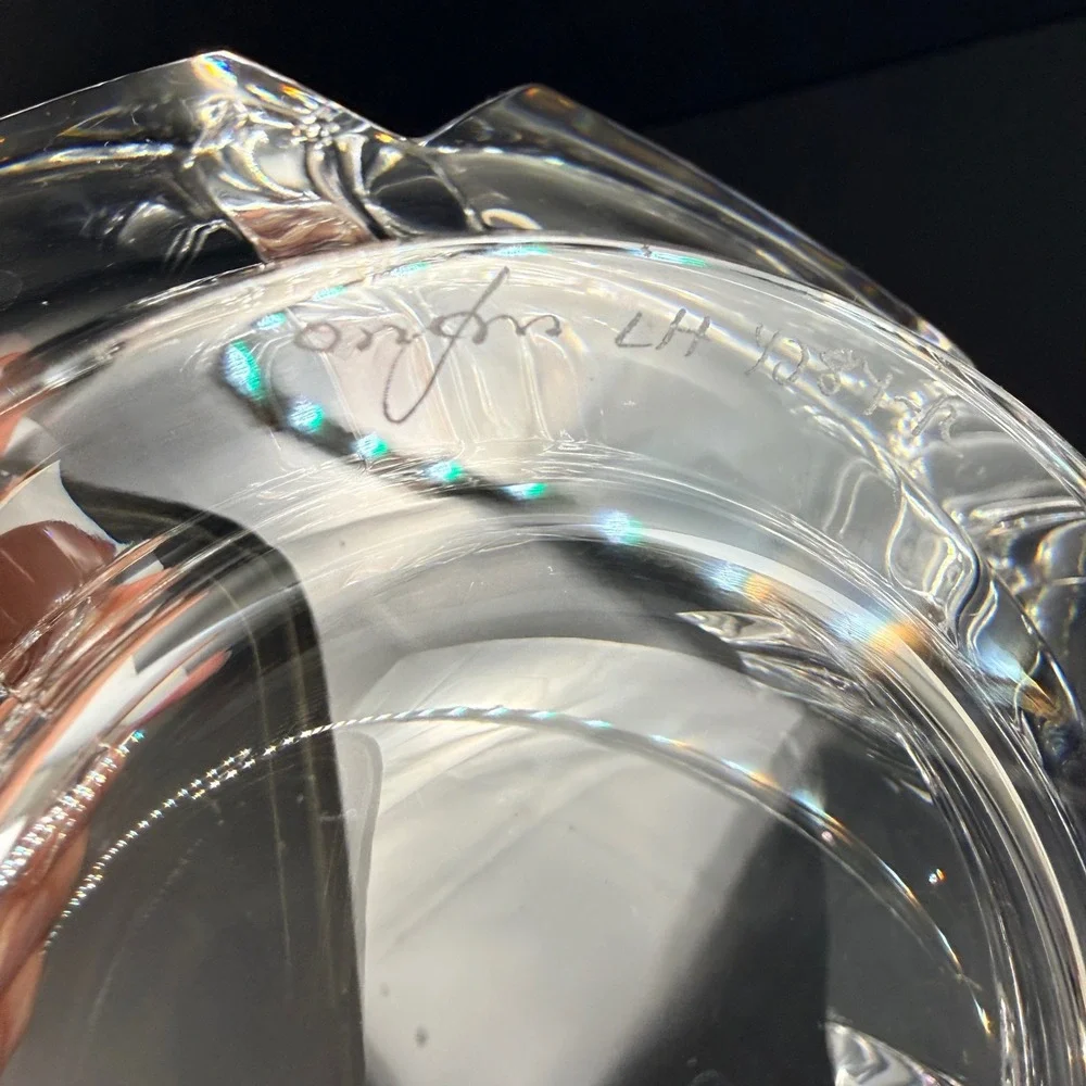 Orrefors Corona Crystal Bowl Lars Hellsten Swedish‎ Art Glass Signed 5.5